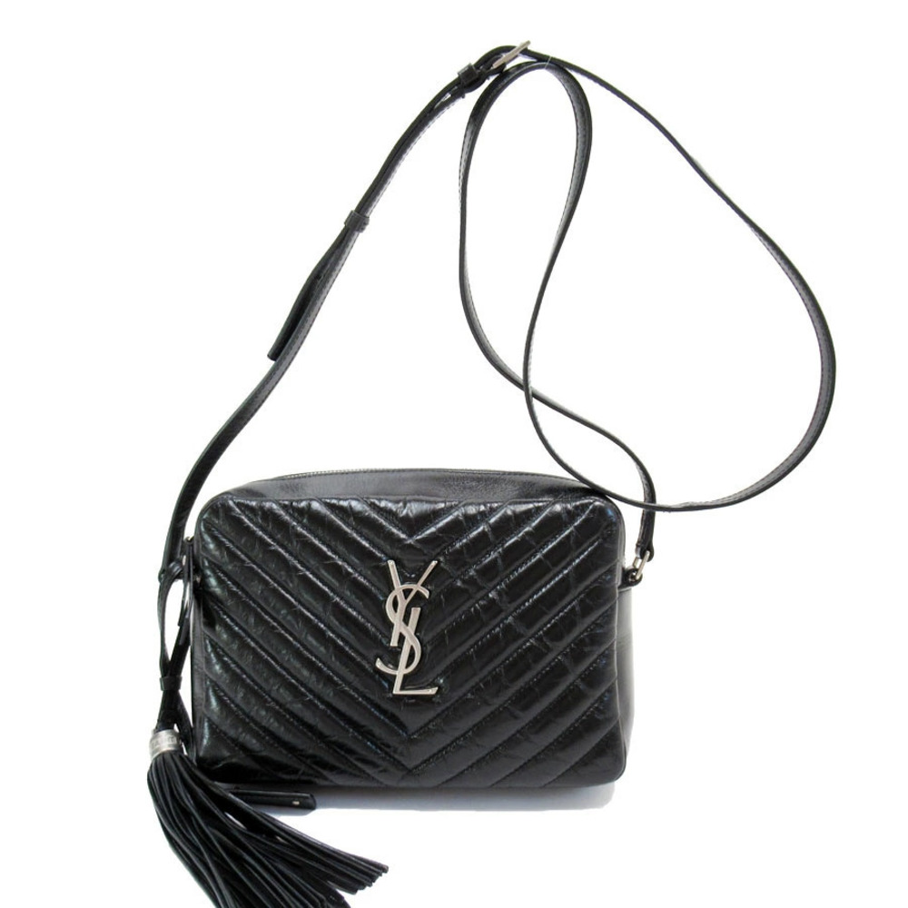 Saint Laurent Crossbody Bag Lou Leather Black Silver